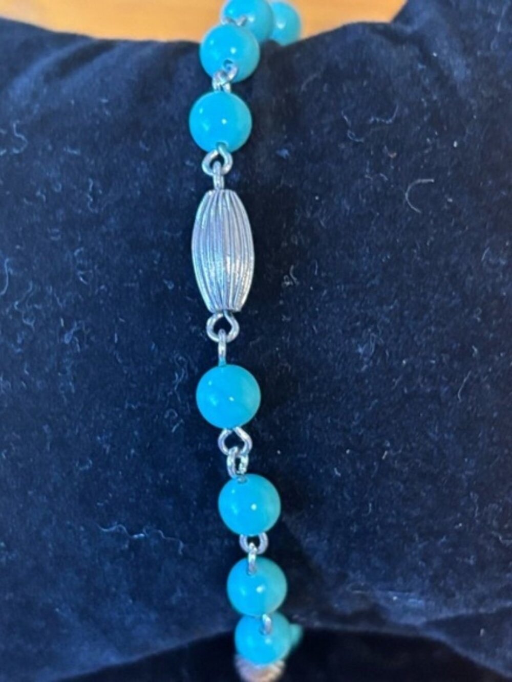 Sarah Coventry signed Silver accent and Robin Egg Blue Beaded Bracelet